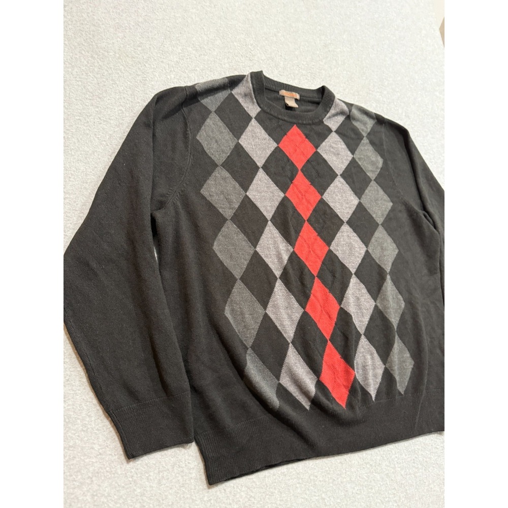 Dockers Acrylic Black, Red & Gray Argyle Soft Crew Neck Sweater Size XXL - Picture 3 of 11